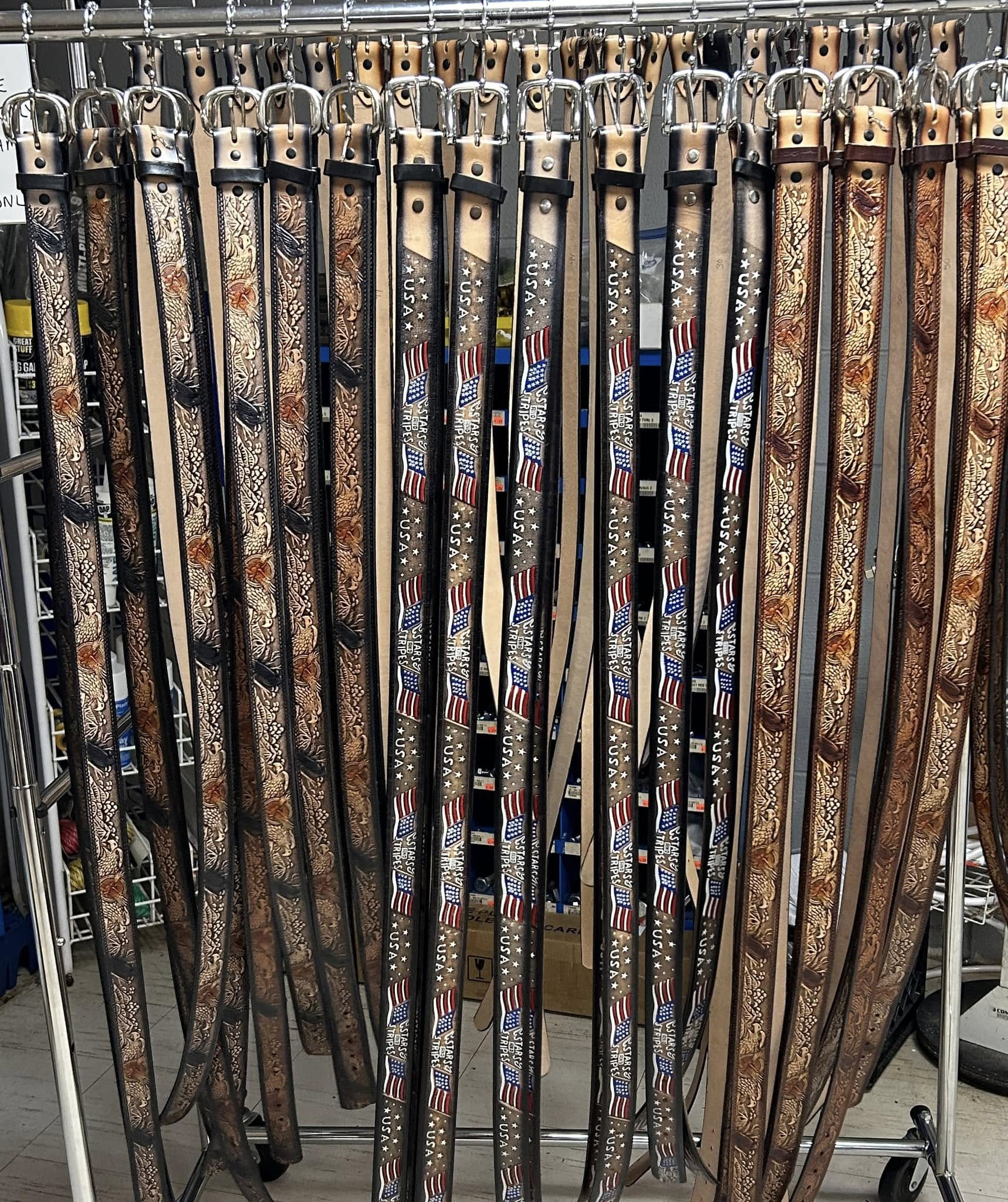 Leather belts and goods at Big's Place