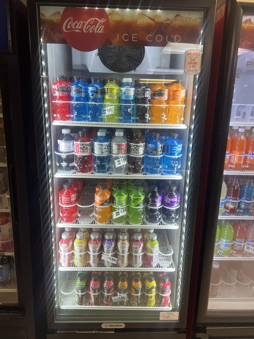 Refrigerated drink selection at Big's Place